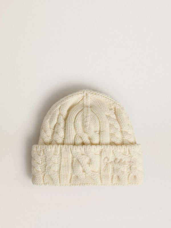 Golden Goose - White wool beanie with embroidery in 