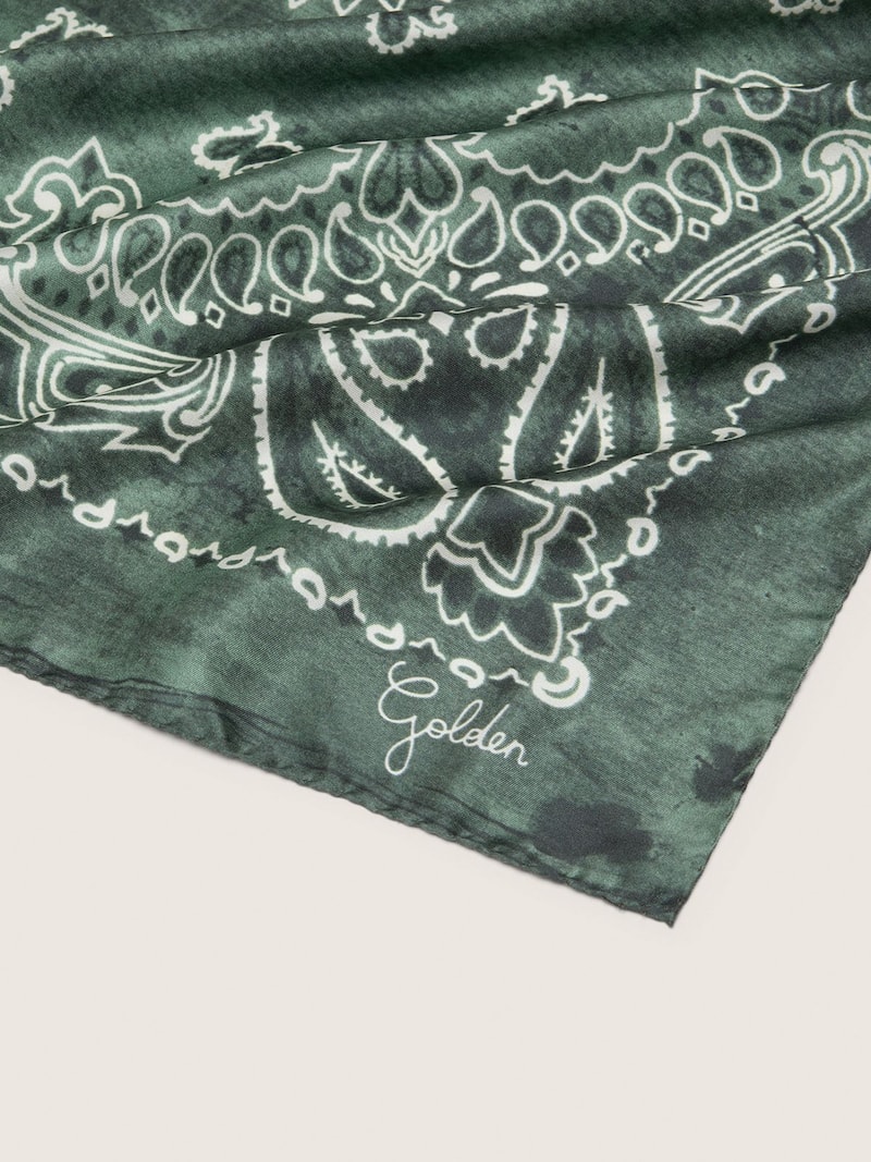 Golden Goose - Moss-green scarf with paisley pattern in 