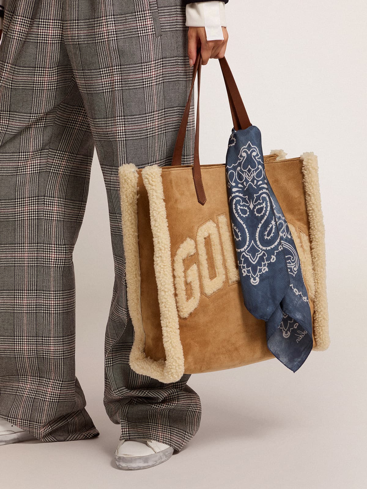 Golden Goose - Denim-blue Golden Collection scarf with paisley pattern in 