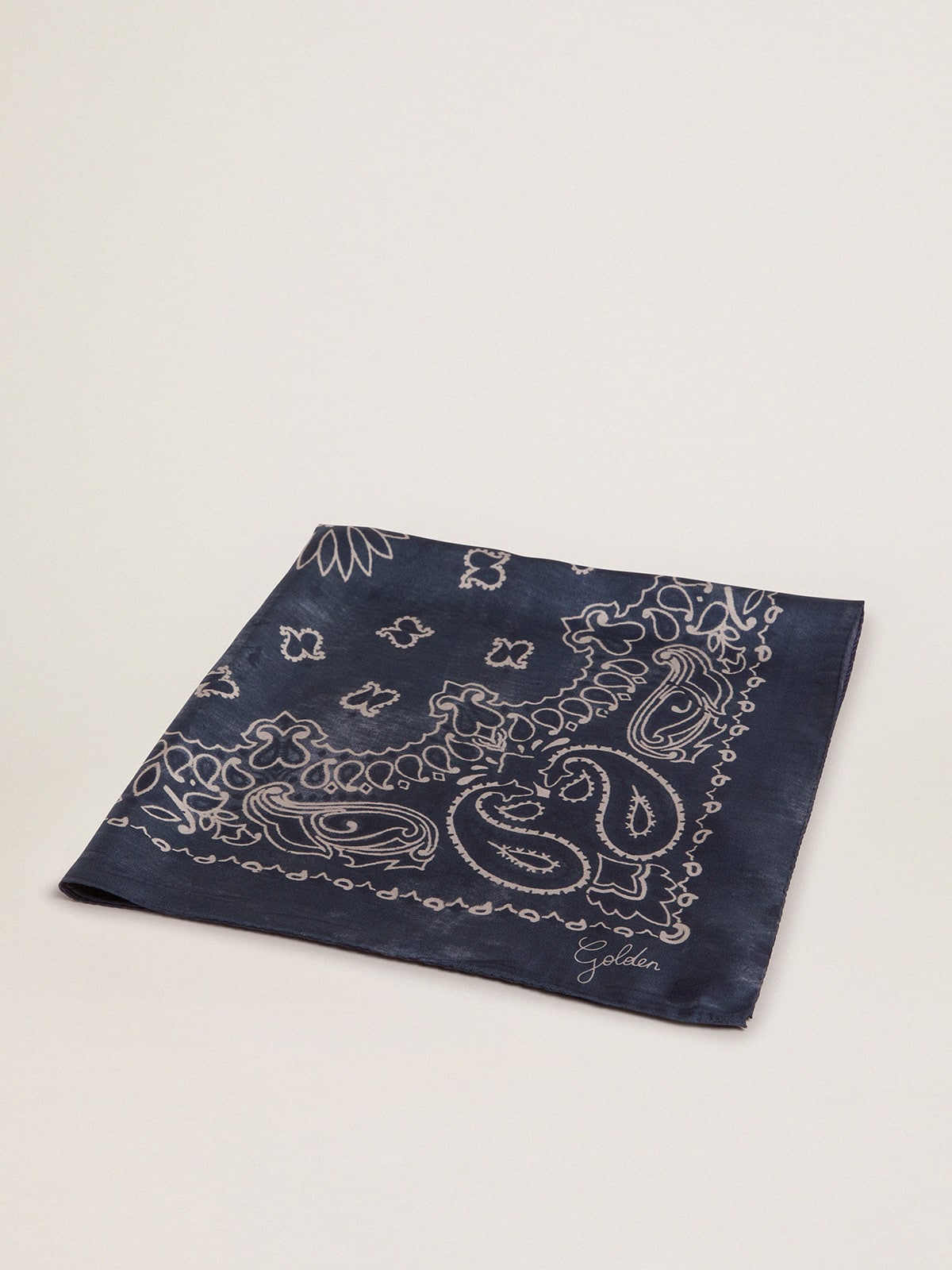 Golden Goose - Denim-blue Golden Collection scarf with paisley pattern in 