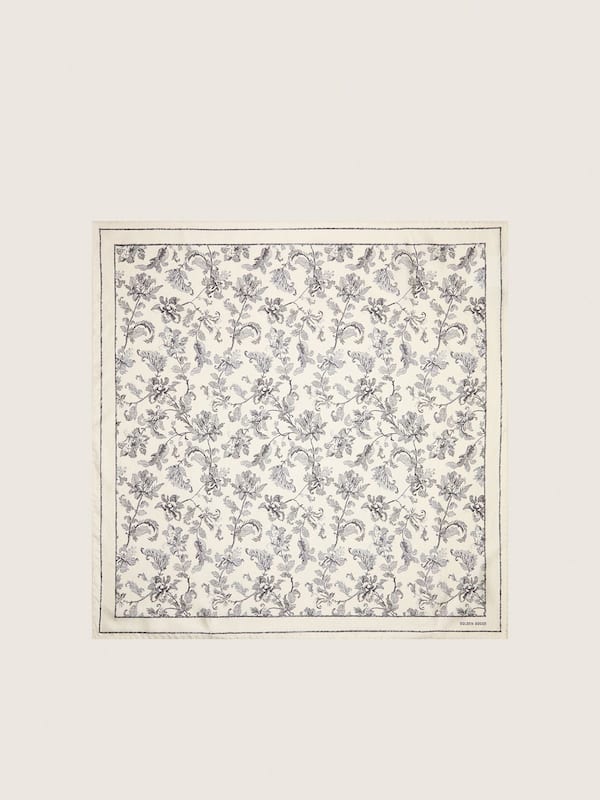Golden Goose - Vintage white silk scarf with black floral pattern in 