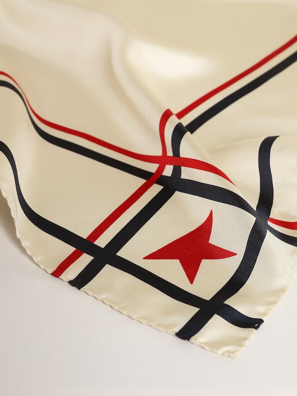 Golden Goose - White scarf with contrasting color stars and stripes in 