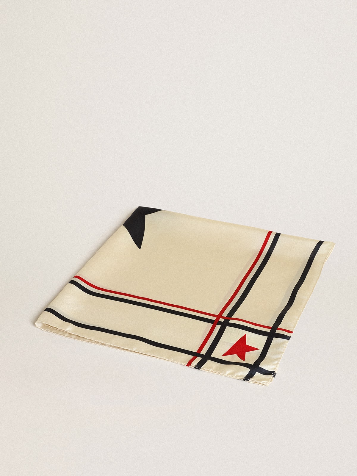 Golden Goose - White scarf with contrasting color stars and stripes in 