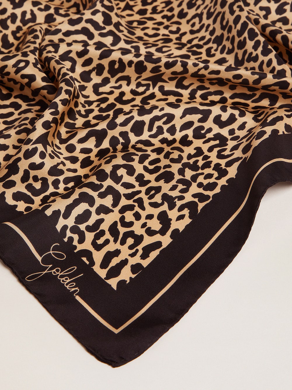 Golden Goose - Golden Collection scarf in black with leopard print in 