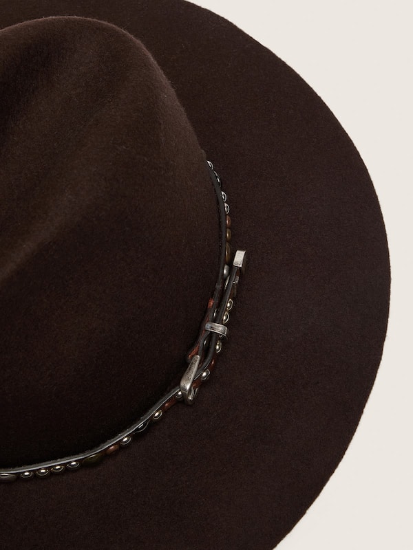 Golden Goose - Coffee-brown hat with studded leather strap in 