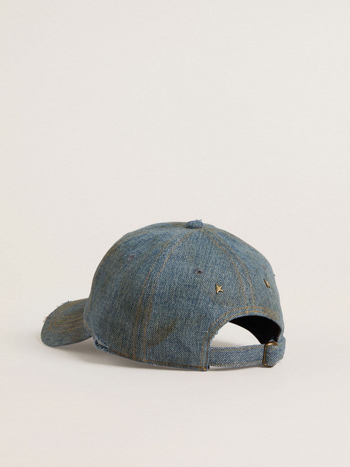 Golden Goose - Cappellino da baseball in cotone color denim dal trattamento lived-in in 
