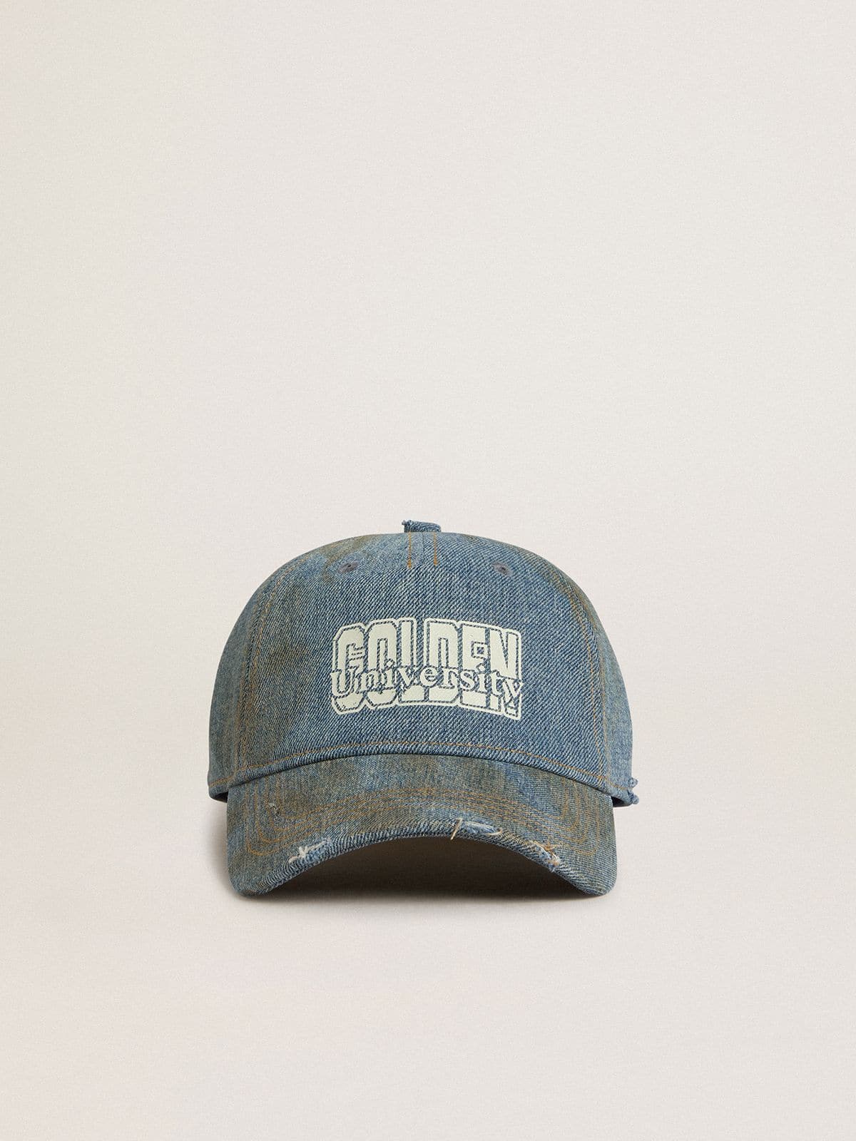 Golden Goose - Cappellino da baseball in cotone color denim dal trattamento lived-in in 