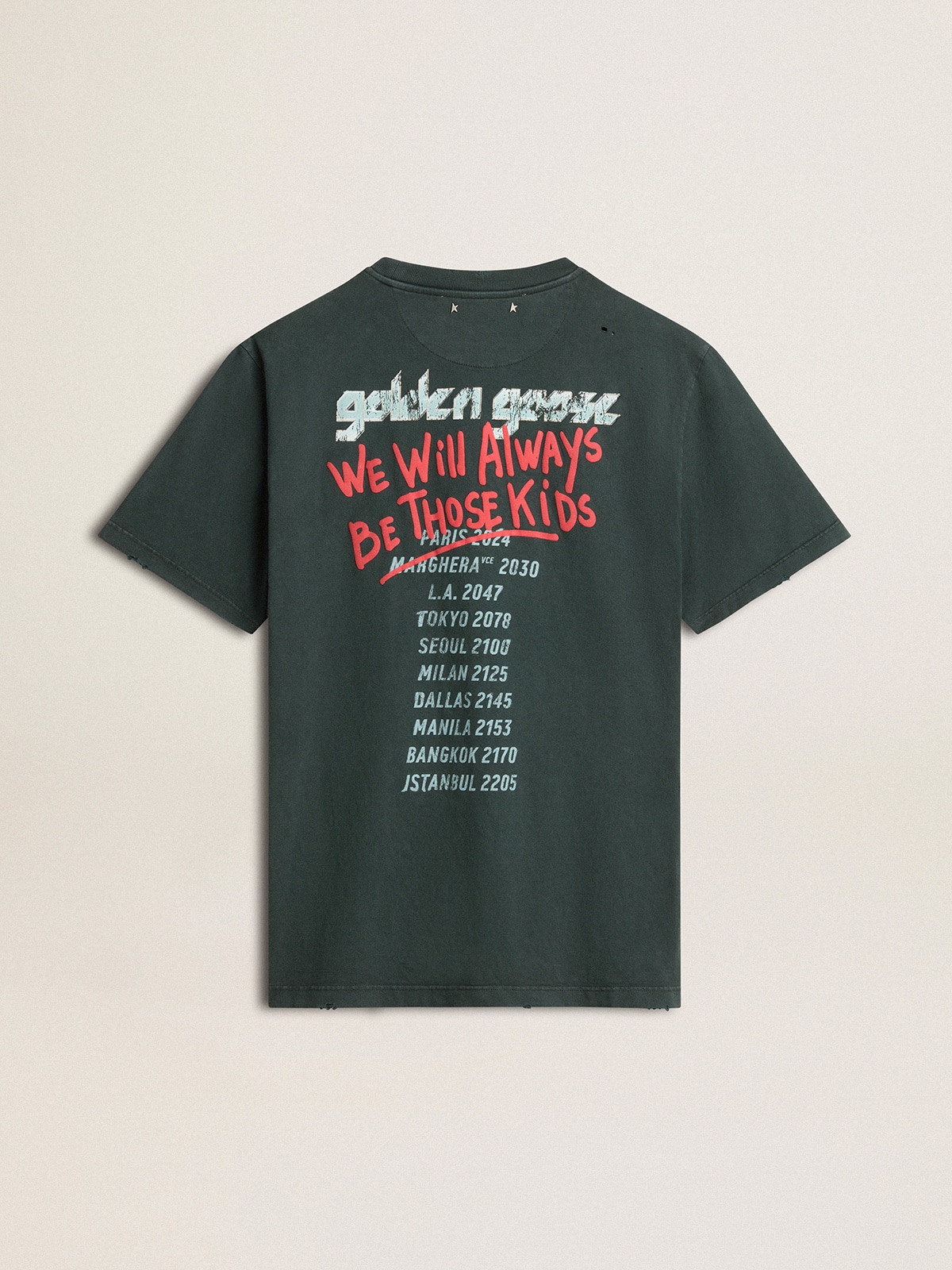 Black T-shirt with multicolor print | Golden Goose