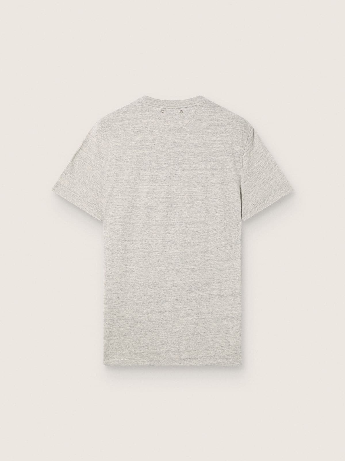 Golden Goose - T-shirt unisexe en jersey gris chin&eacute; avec imprim&eacute; drapeau in 