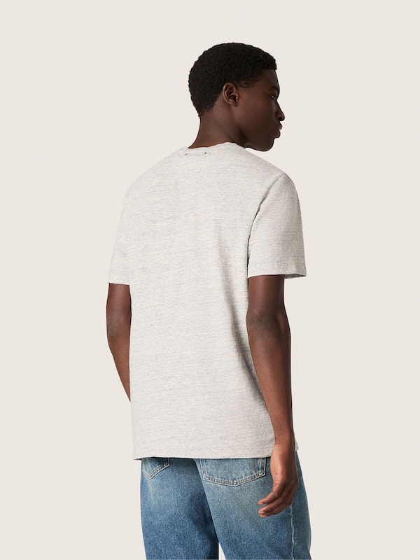 Golden Goose - T-shirt unisexe en jersey gris chin&eacute; avec imprim&eacute; drapeau in 