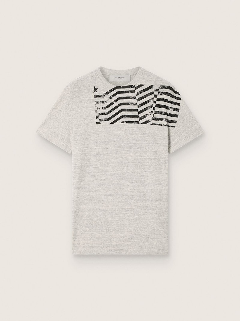 Unisex T-shirt in gray melange jersey with flag print