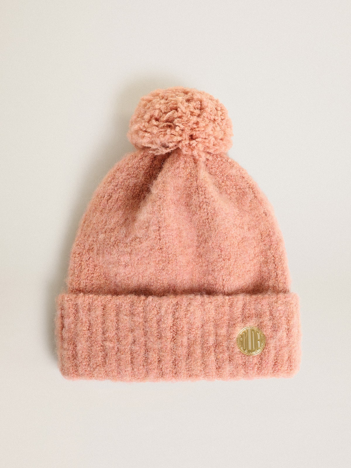 Golden Goose - Gorro de lã rosa claro com pompom in 