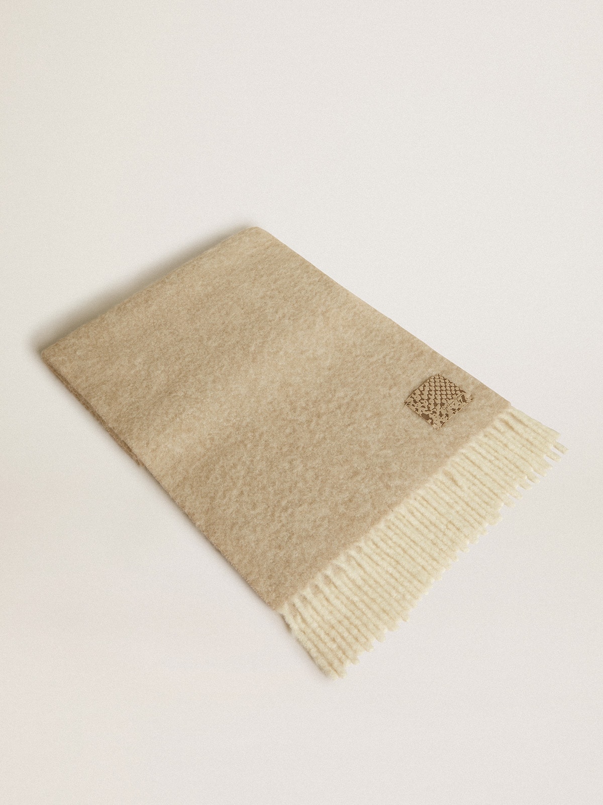 Golden Goose - CNY scarf in beige alpaca wool with fringe in 