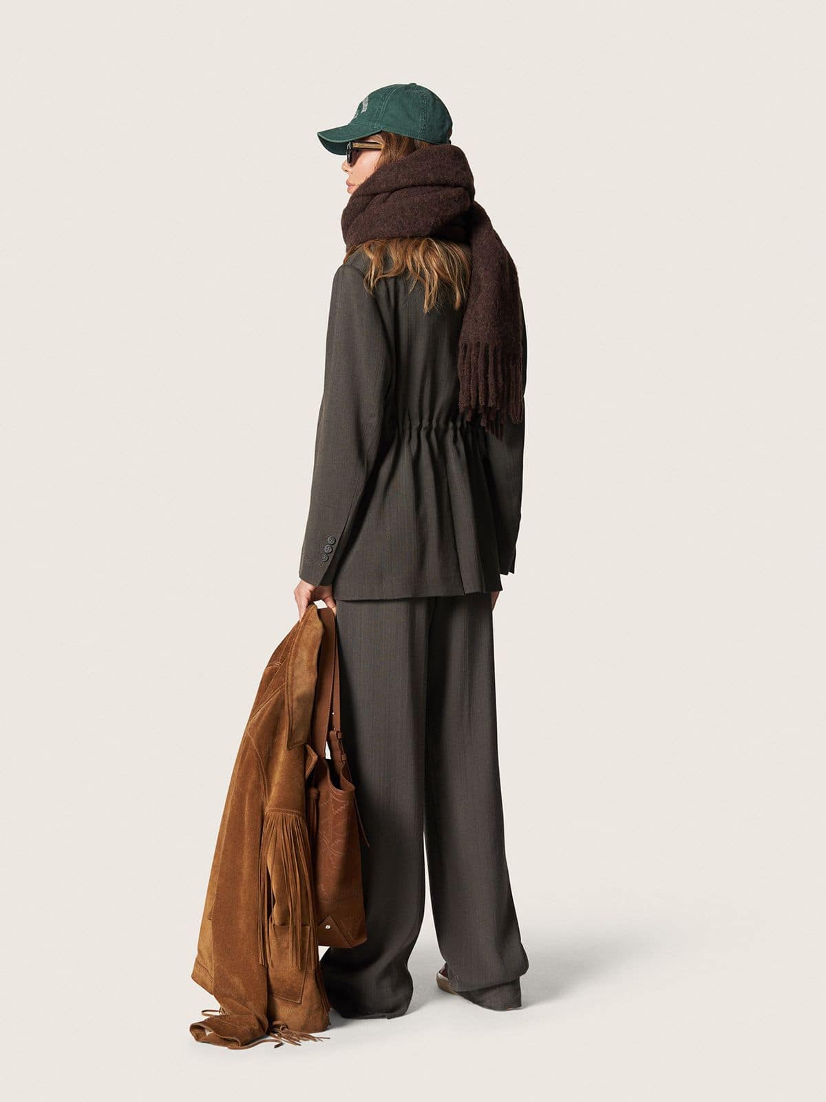 Golden Goose - &Eacute;charpe en laine alpaga marron fonc&eacute; avec franges in 