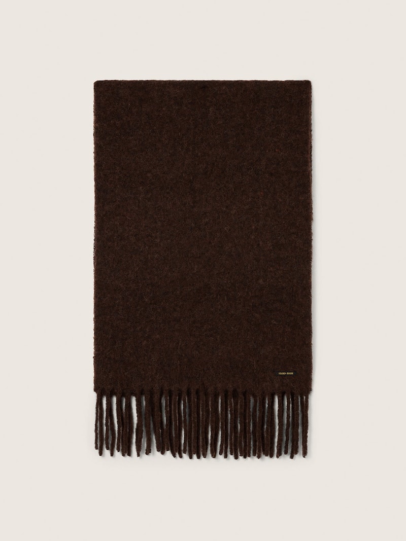 &Eacute;charpe en laine alpaga marron fonc&eacute; avec franges