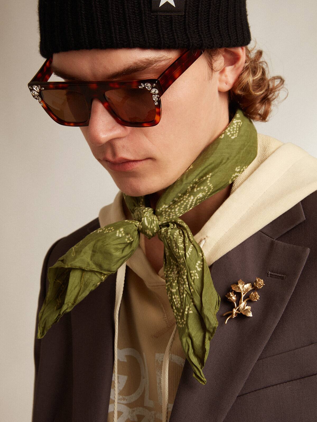 Golden Goose - Pesto-colored scarf with dotted paisley pattern in 