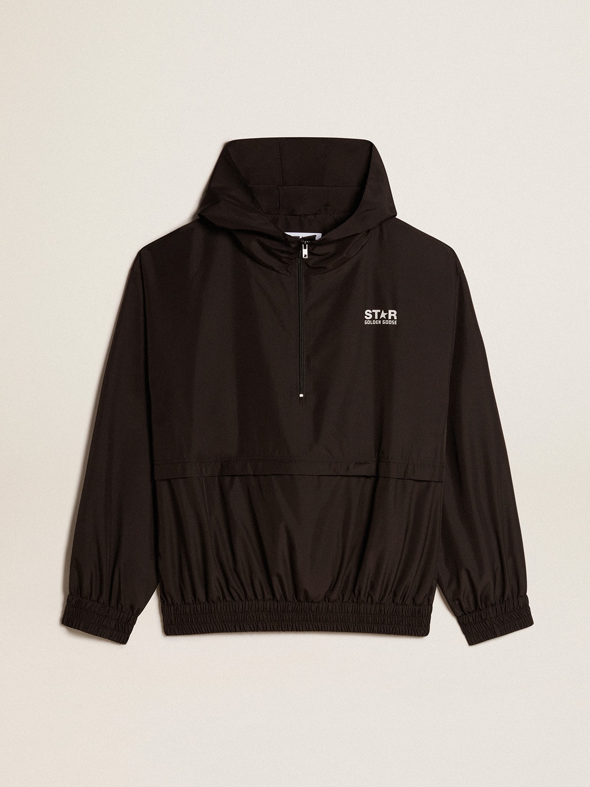 Black windbreaker with hood | Golden Goose