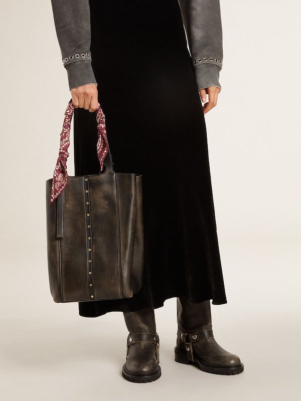 Golden Goose - Ribbon in burgundy silk twill with paisley pattern in 