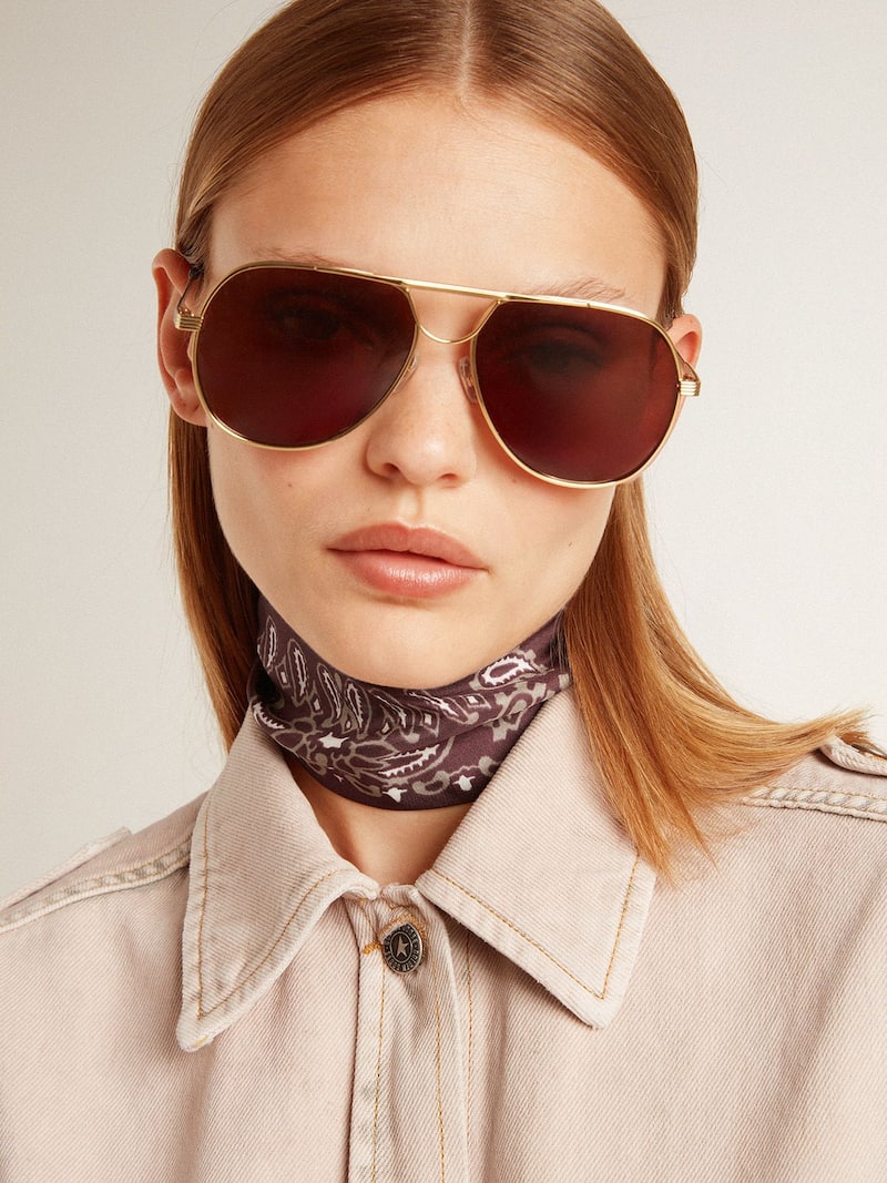 Golden Goose - Nastro in twill di seta color nero con motivo paisley in 
