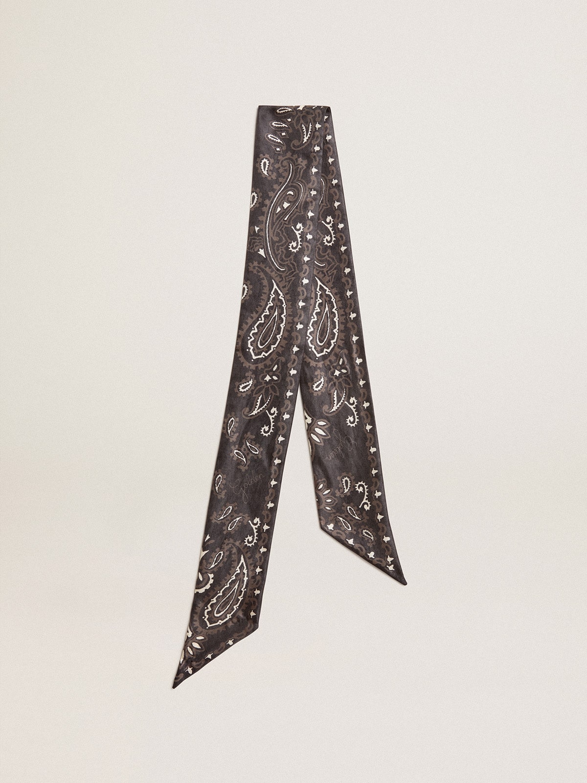 Golden Goose - Nastro in twill di seta color nero con motivo paisley in 