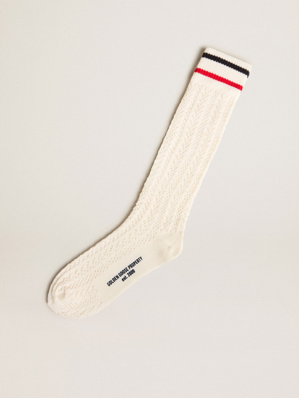 Golden Goose - Long ribbed socks in vintage white with two-tone stripes in 
