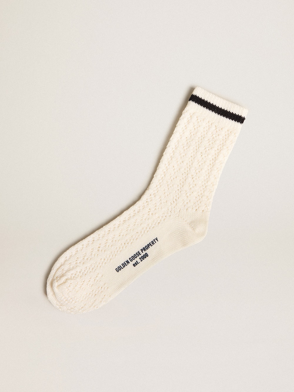 Golden Goose - Long ribbed socks in vintage white with black stripe in 