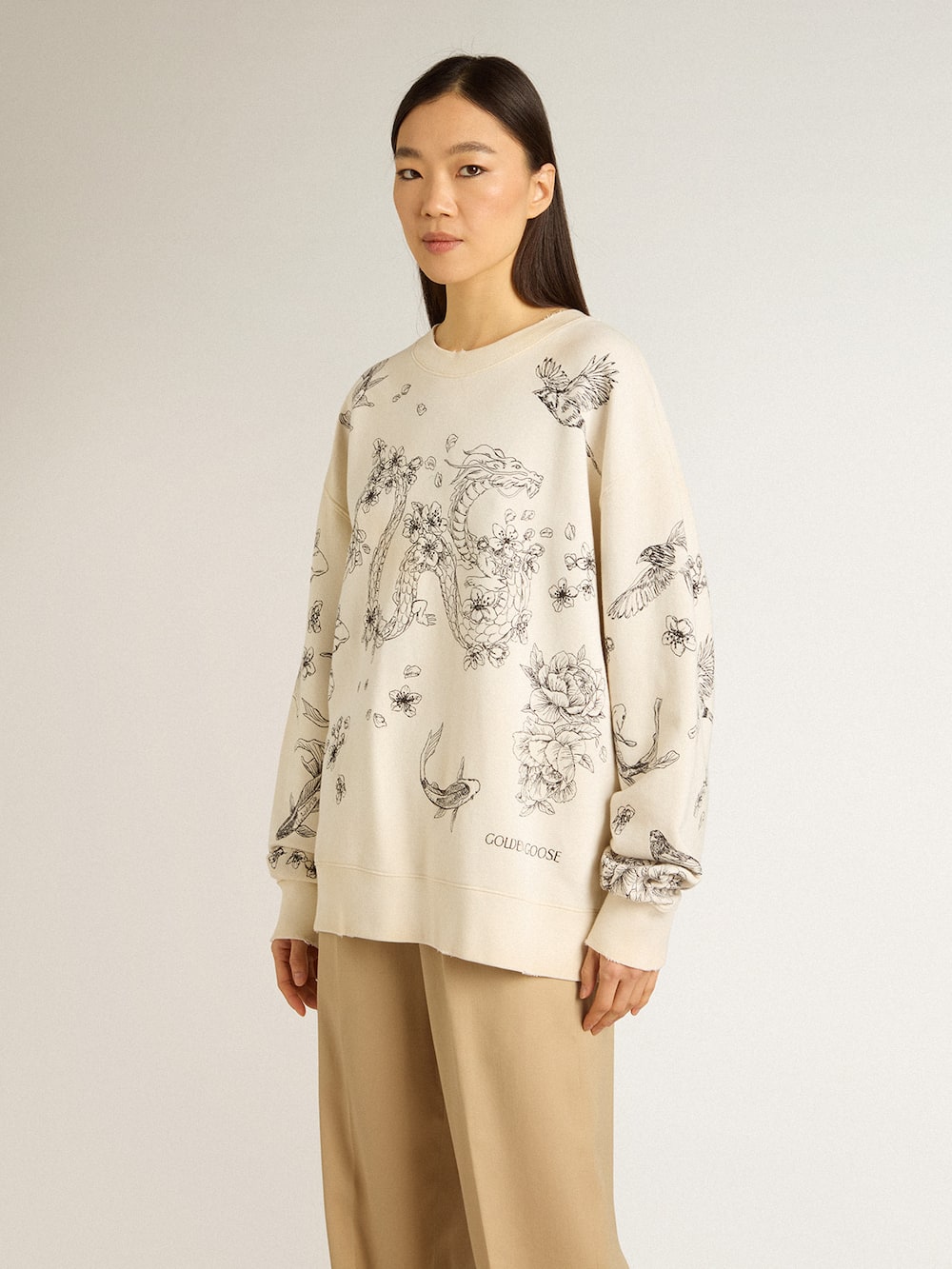 Golden Goose - Aged white CNY sweatshirt  in 