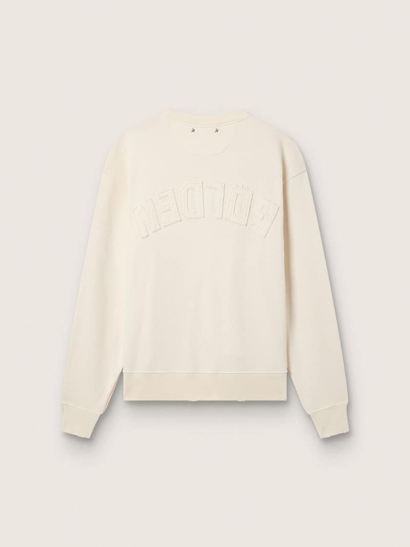 Golden Goose - Felpa di colore bianco vissuto con logo reverse sul retro - Jersey Capsule in 