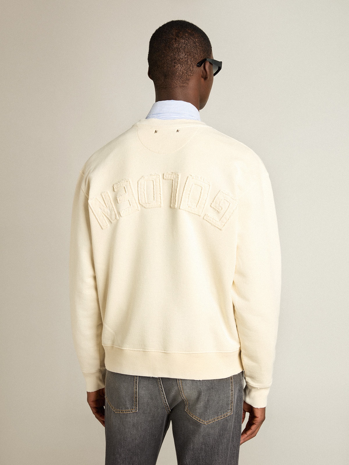 Golden Goose - Sweatshirt in aged white with reverse logo on the back - Jersey Capsule in 