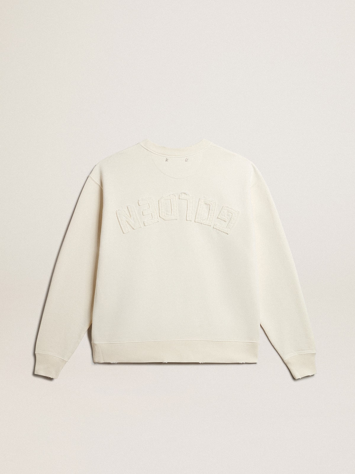 Golden Goose - Sweat-shirt blanc vieilli avec logo inversé dans le dos - Jersey Capsule in 