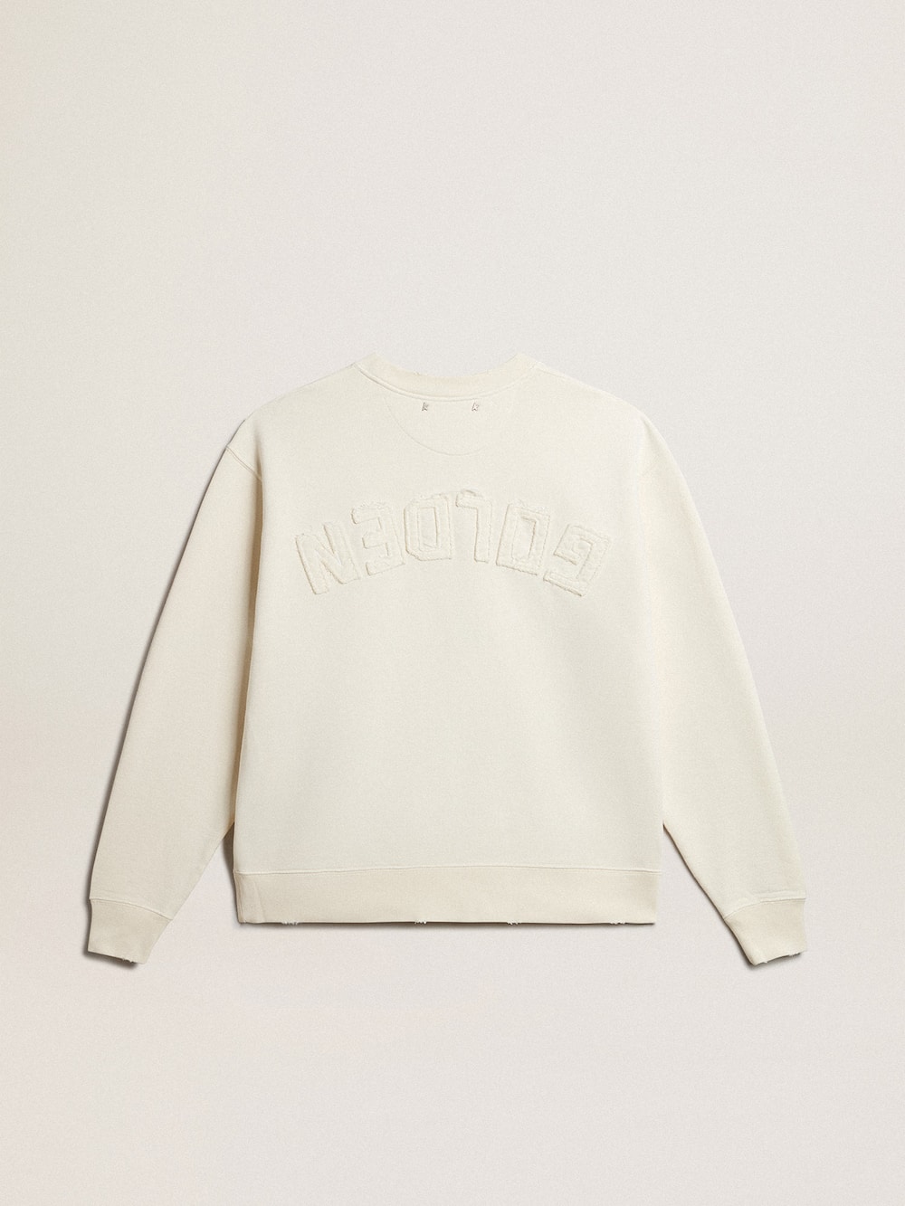 Golden Goose - Sweatshirt in aged white with reverse logo on the back - Asian fit in 