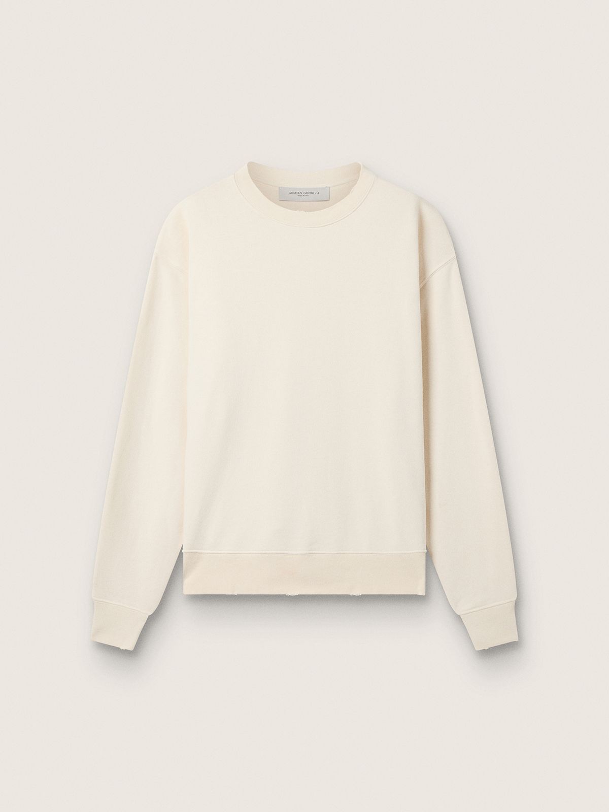 Sweat-shirt blanc vieilli avec logo inversé dans le dos - Jersey Capsule — Golden Goose