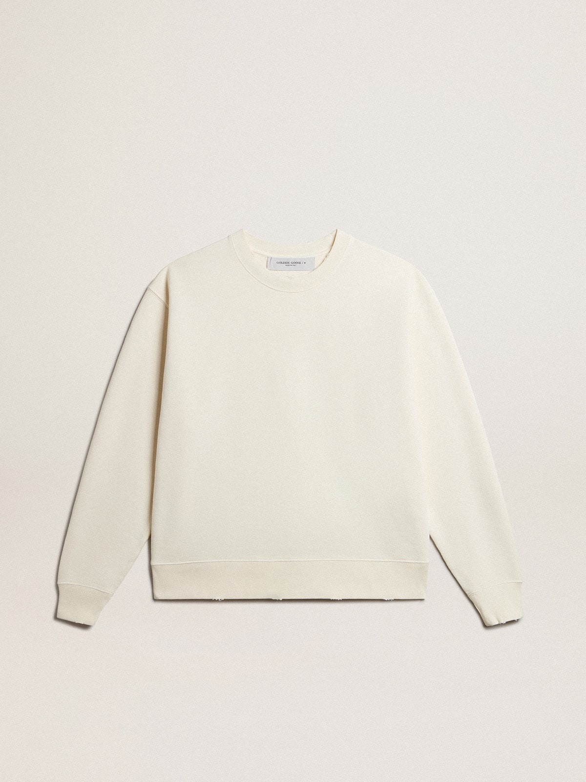 Golden Goose - Sweat-shirt blanc vieilli avec logo inversé dans le dos - Jersey Capsule in 