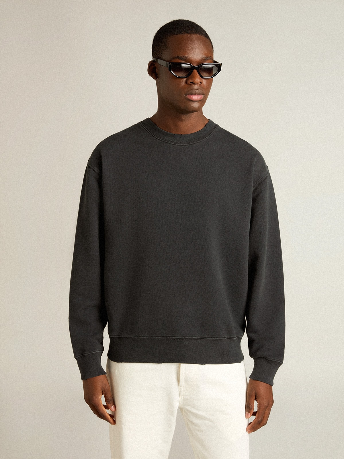 Golden Goose - Sweatshirt in washed black with reverse logo on the back - Jersey Capsule in 