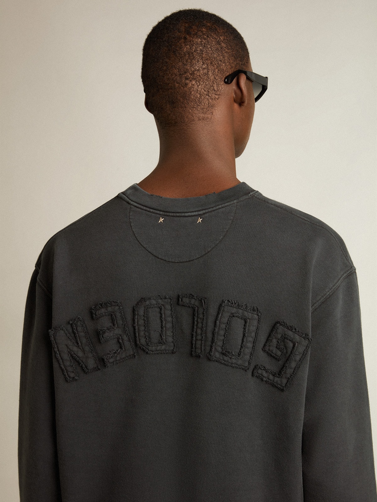 Golden Goose - Sweatshirt in washed black with reverse logo on the back - Jersey Capsule in 