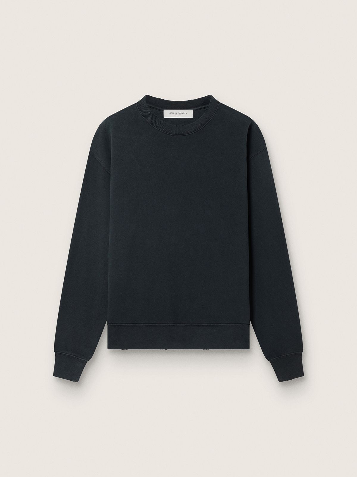 Sweat-shirt noir délavé avec logo inversé dans le dos - Jersey Capsule — Golden Goose