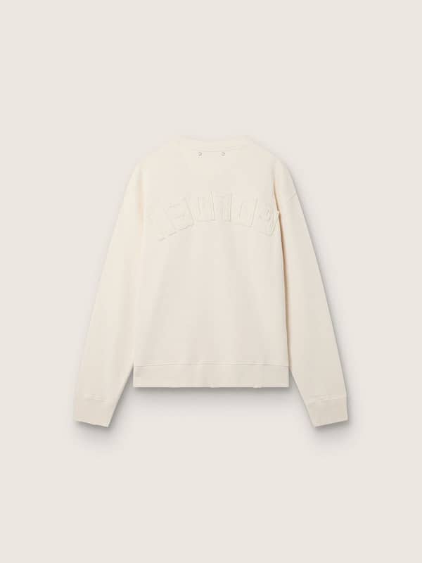 Tennis-inspired cream LTD sweatshirt with embroidered patch