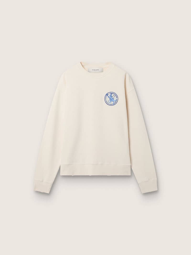 Tennis-inspired cream LTD sweatshirt with embroidered patch