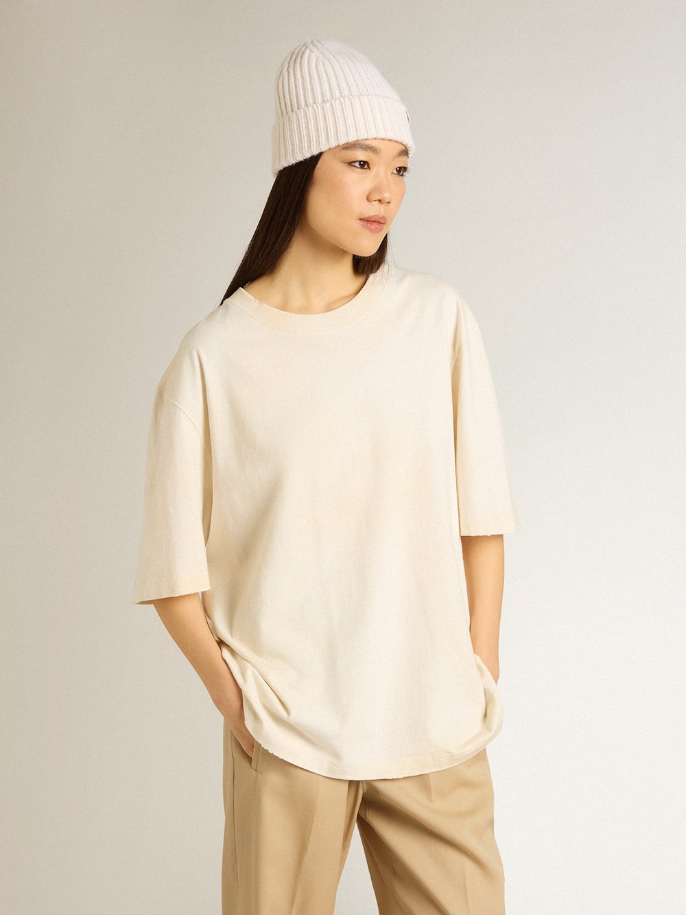Golden Goose - T-Shirt CNY in Lived-in-White in 