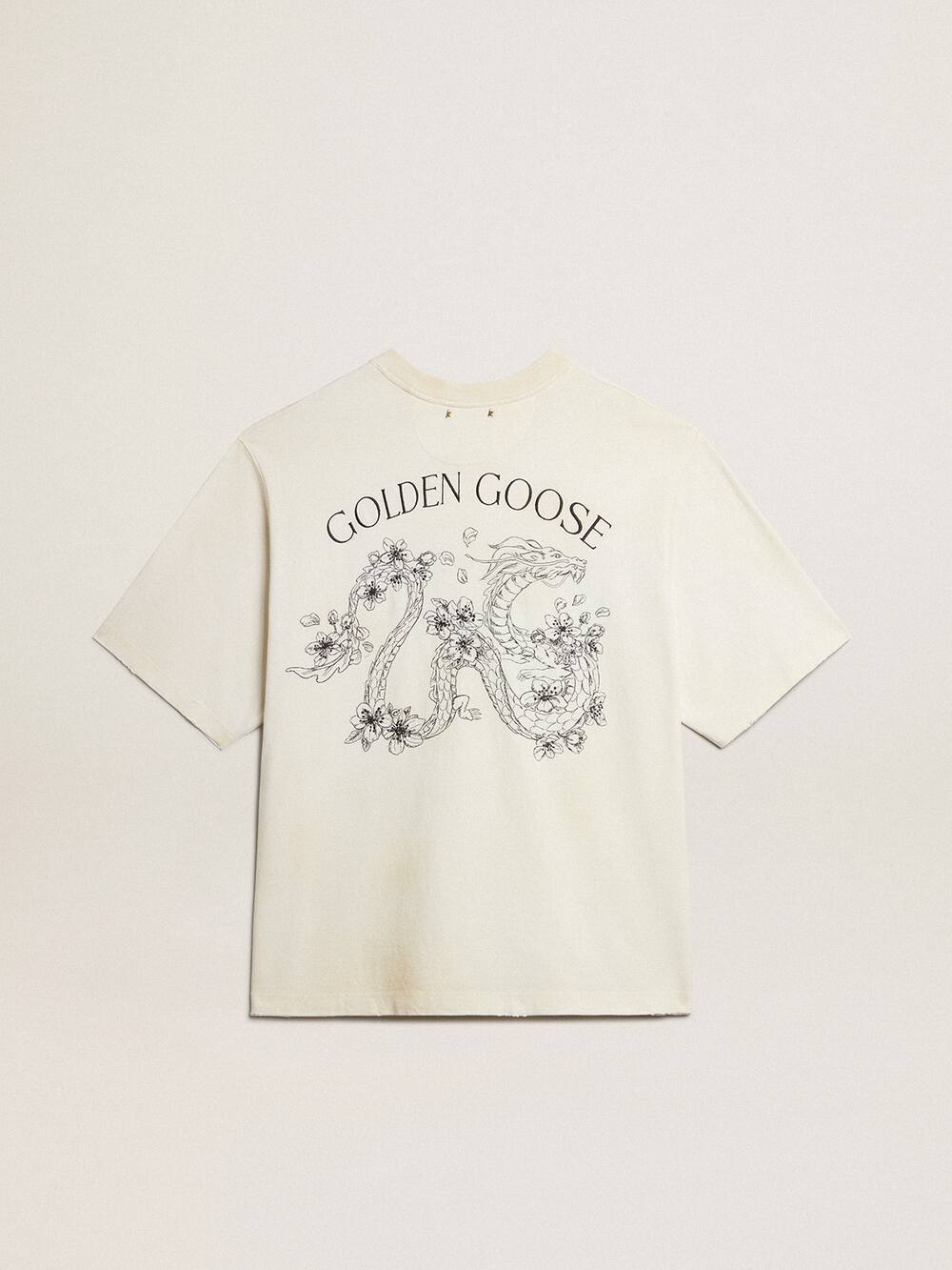 Golden Goose - T-Shirt CNY color bianco vissuto in 