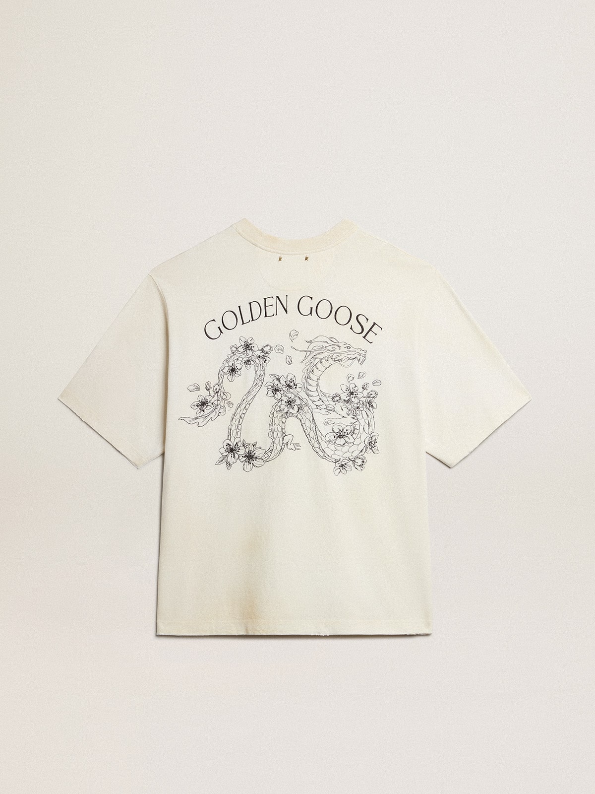 Golden Goose - Camiseta CNY color blanco envejecido in 