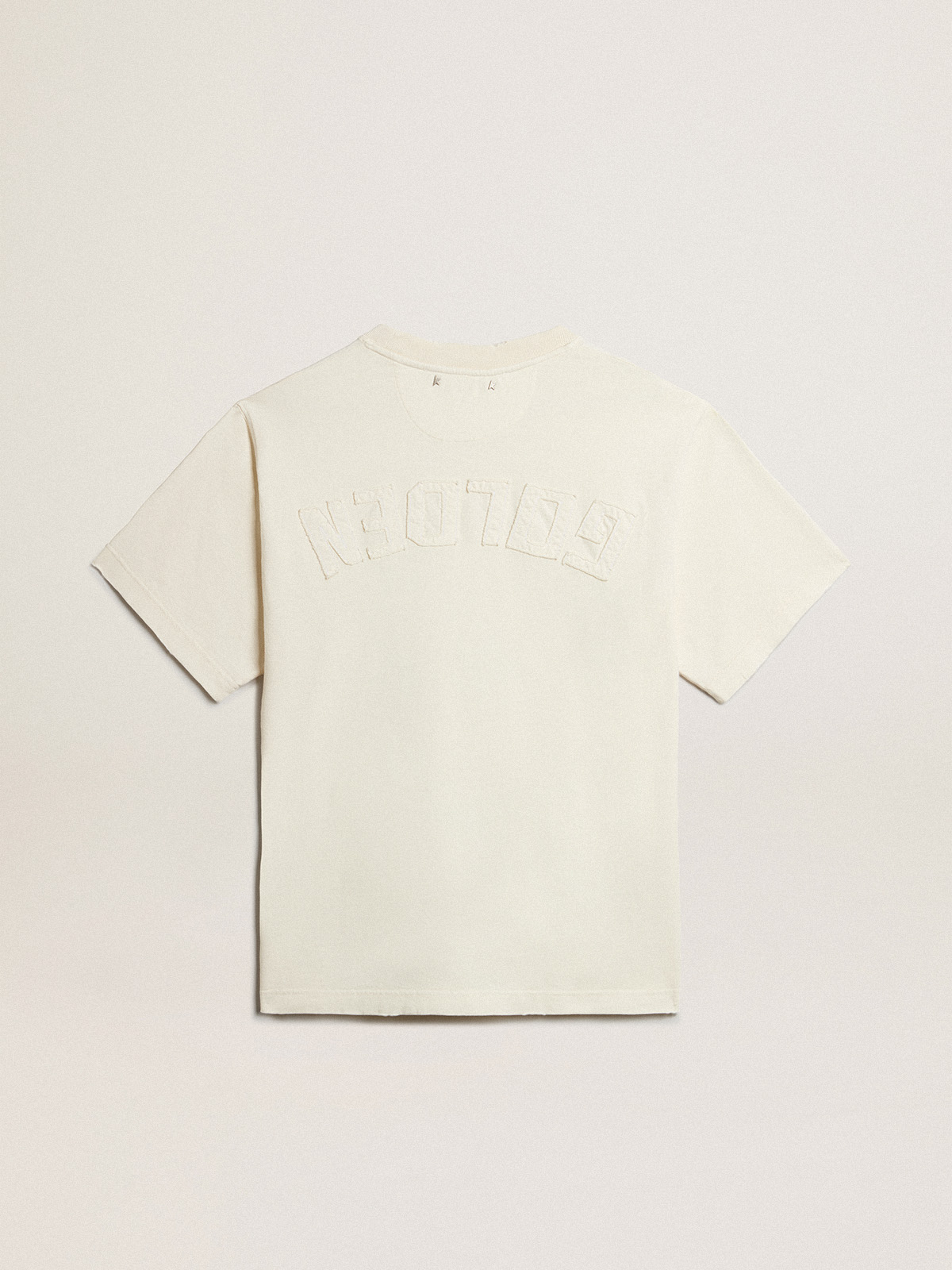 Golden Goose - T-shirt in aged white with reverse logo on the back - Jersey Capsule in