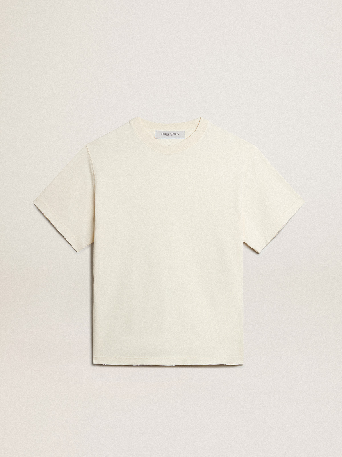 T-shirt blanc vieilli avec logo inversé dans le dos - Jersey Capsule — Golden Goose