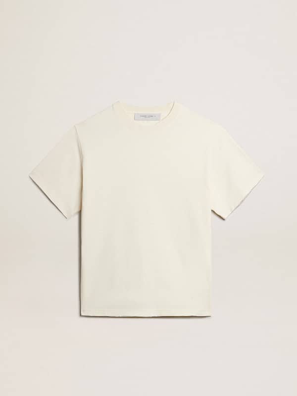 Golden Goose - T-shirt in aged white with reverse logo on the back - Jersey Capsule in 