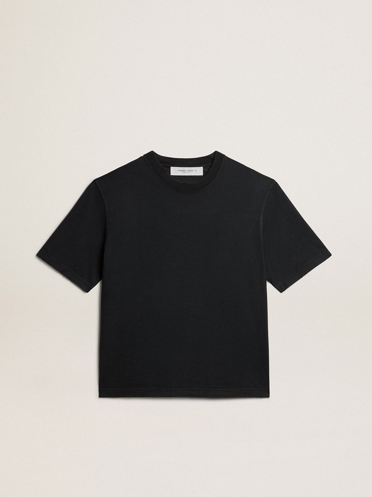 Golden Goose - T-shirt di colore nero lavato con logo reverse sul retro - Jersey Capsule in 