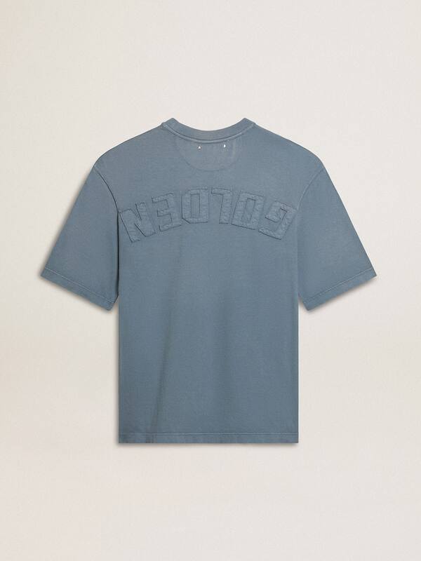 Golden Goose - Unisex cotton T-shirt in baby blue with reverse print on the back in 