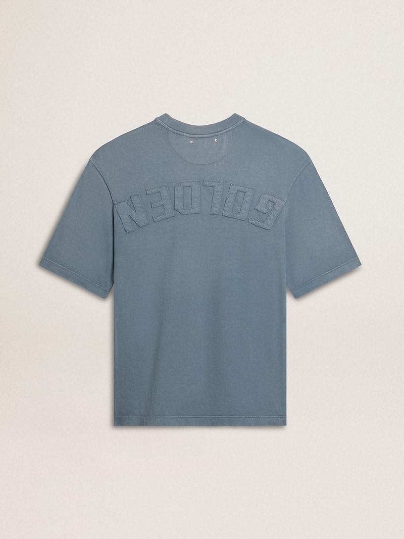 Golden Goose - T-shirt unisex in cotone color carta da zucchero con stampa reverse sul retro in 