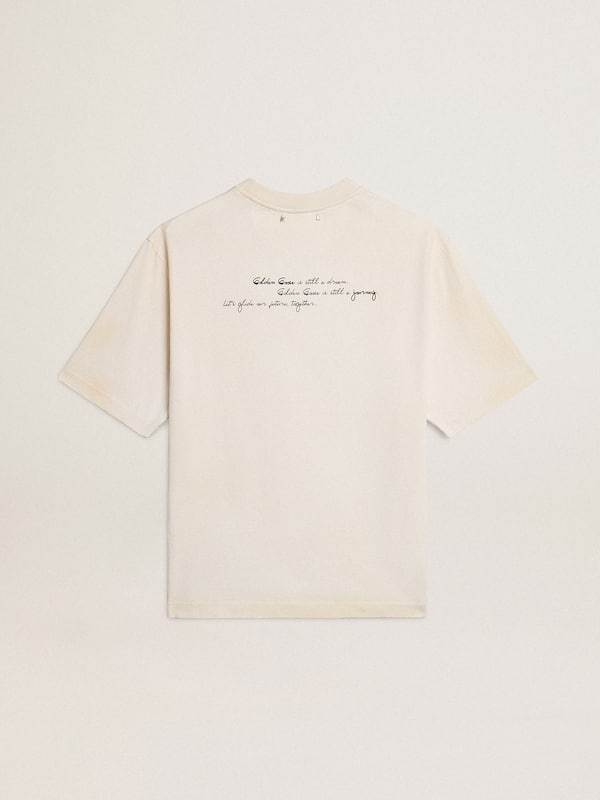 Golden Goose - Worn-white unisex T-shirt with printed lettering in 