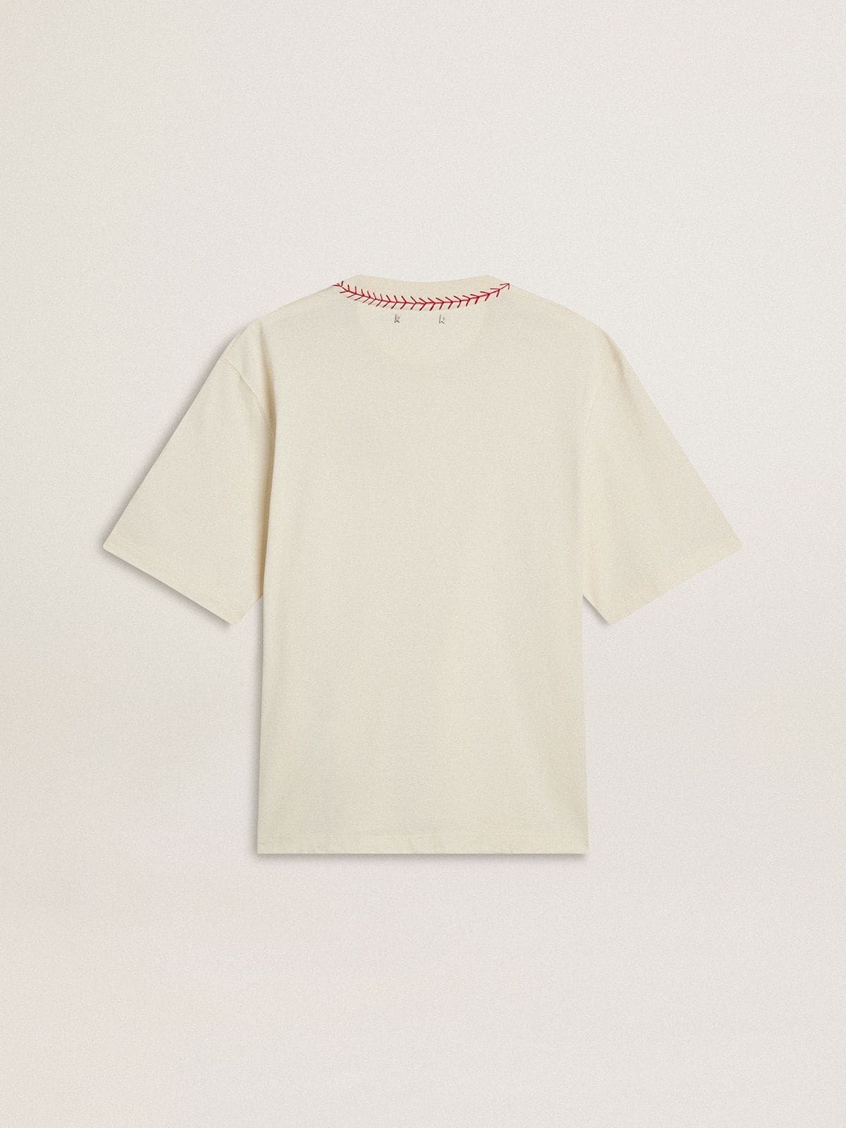 Golden Goose - CNY worn-white sleeveless T-shirt with red embroidery in 