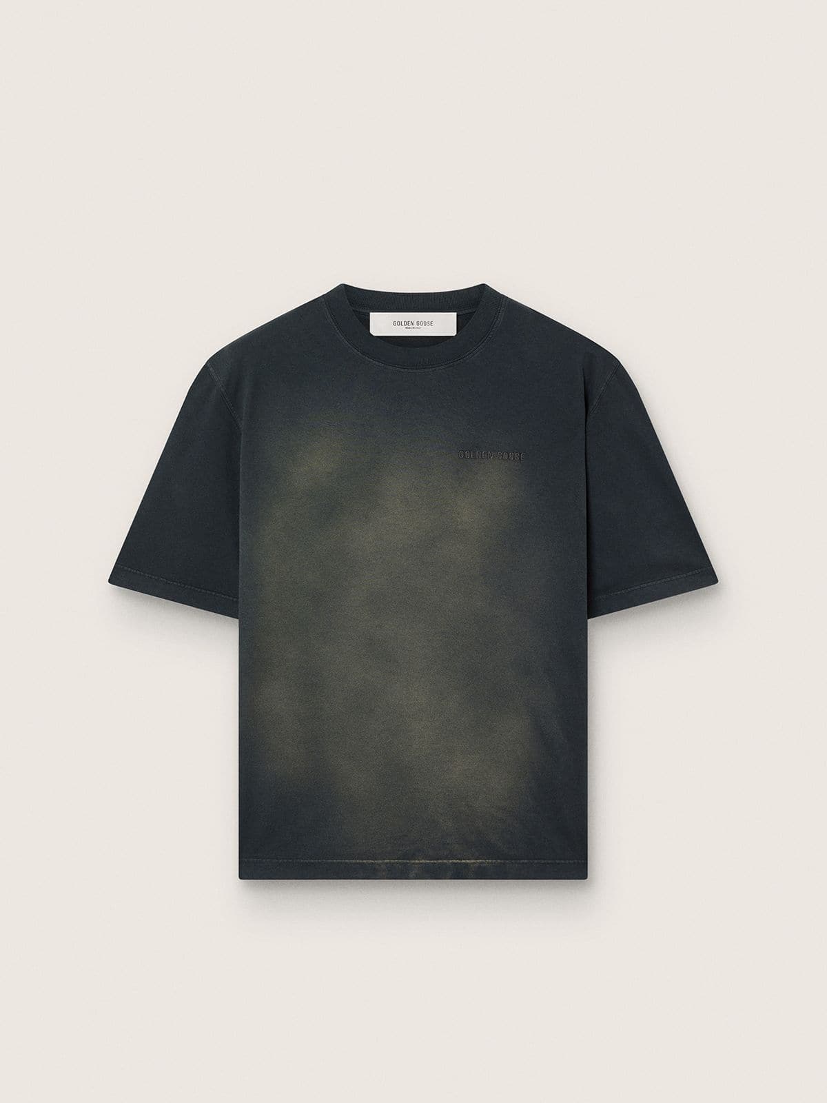 Golden Goose - Unisex T-shirt in black cotton jersey with embroidered logo in 